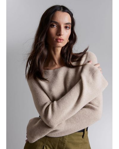 & Other Stories Bell Sleeve Cashmere Jumper - Brown