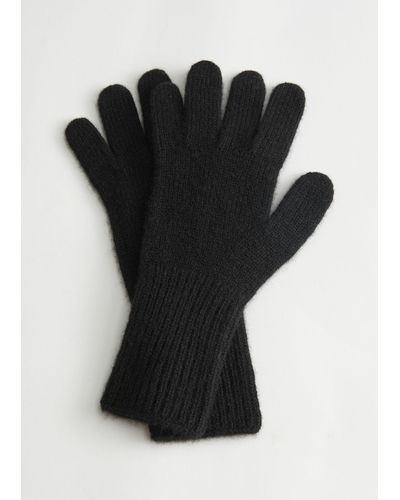 & Other Stories Knitted Cashmere Gloves - Black