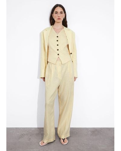 & Other Stories Wide Linen Pants - White