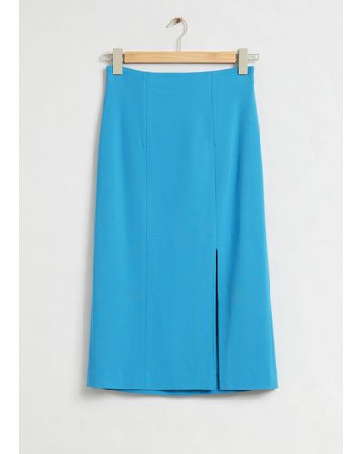 & Other Stories Fitted High-waist Pencil Skirt - Blue