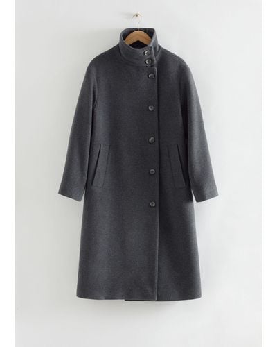& Other Stories Relaxed A-line Wool Coat - Black