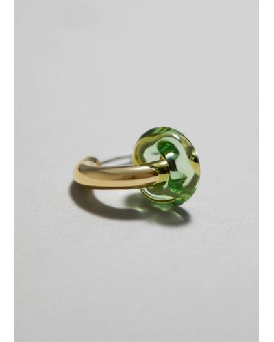 & Other Stories Vibrant Stone Hoop Earrings - Green