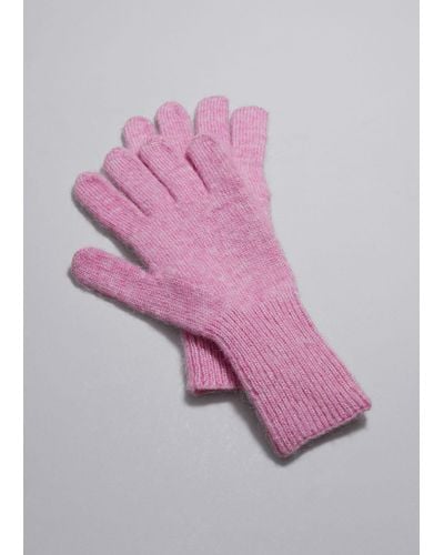 & Other Stories Mohair Wool Blend Gloves - Pink