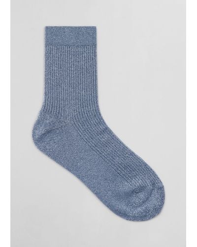 & Other Stories Glitter Rib Knit Ankle Socks - Blue