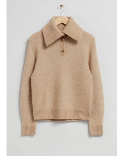& Other Stories Collared Knit Jumper - Natural