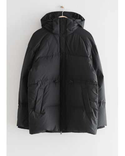 & Other Stories Oversized Hooded Down Puffer Jacket - Black