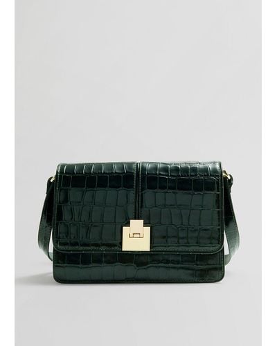 & Other Stories Croco Leather Bag - Green