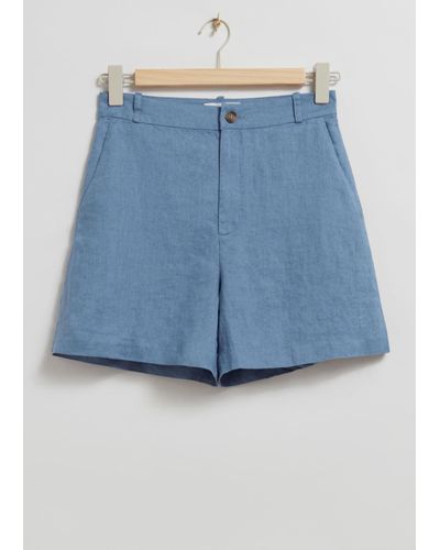 & Other Stories Linen Shorts - Blue