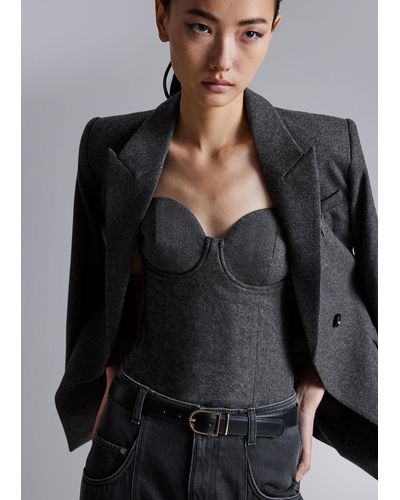 & Other Stories Wool Corset Top - Grey