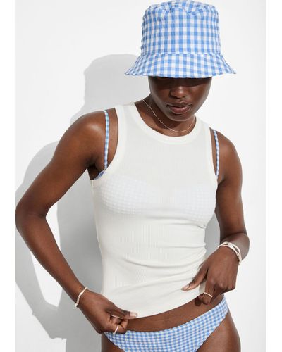 & Other Stories Checked Bucket Hat - Blue