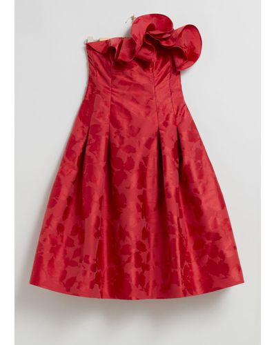 & Other Stories Sleeveless Ruffled Midi Dress - Red