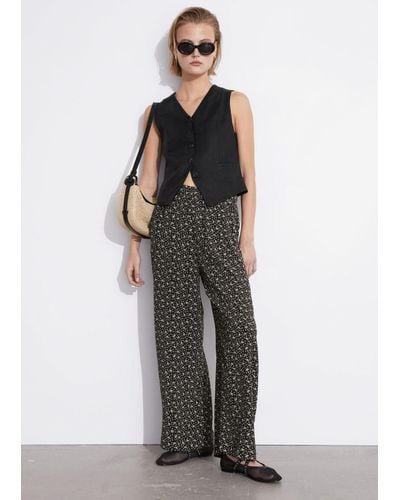 & Other Stories Wide Printed Pants - Gray