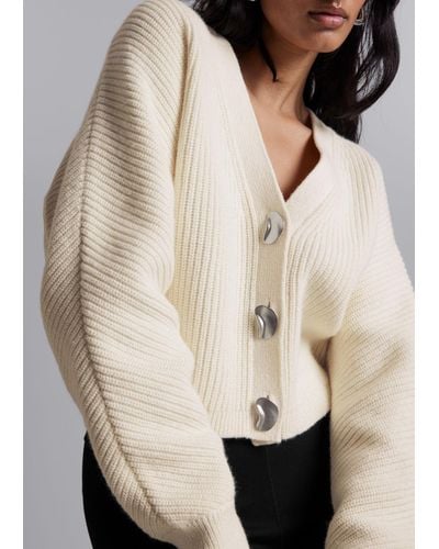 & Other Stories Metal Button Knit Cardigan - Natural