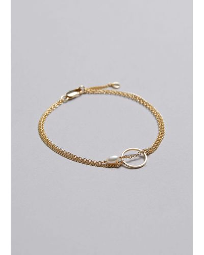 & Other Stories Freshwater Pearl Chain Bracelet - Grey