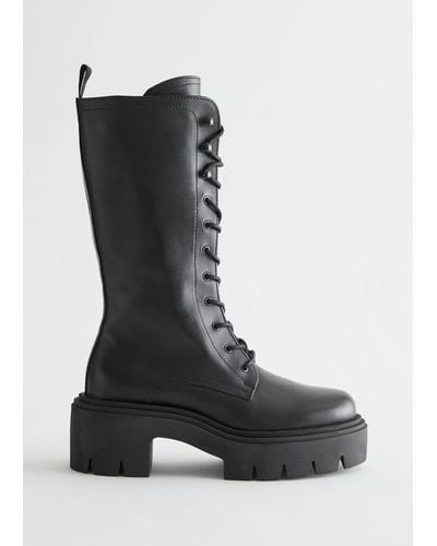 & Other Stories Chunky Leather Boots - Black