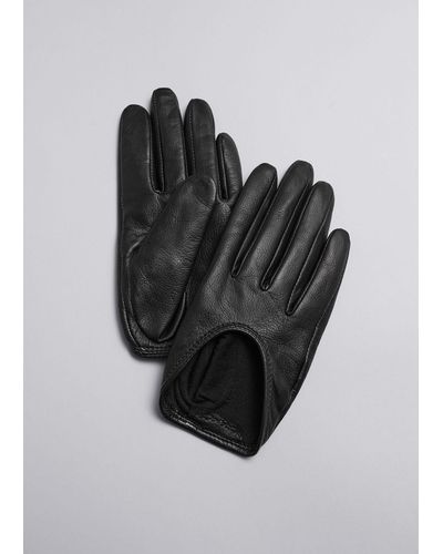 & Other Stories Short Leather Gloves - Black