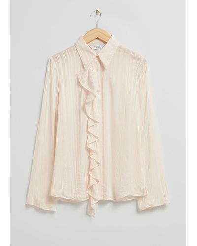 & Other Stories Sheer Frill Shirt - Gray