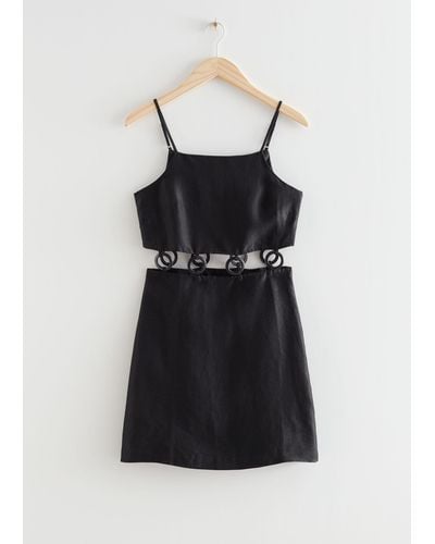 & Other Stories Fitted O-ring Mini Dress - Black