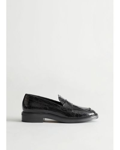 & Other Stories Leather Penny Loafers - Black