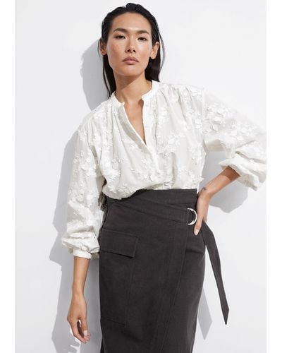& Other Stories Voluminous Stand-up Collar Blouse - White