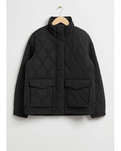 & Other Stories Relaxed Wave Quilted Jacket - Black