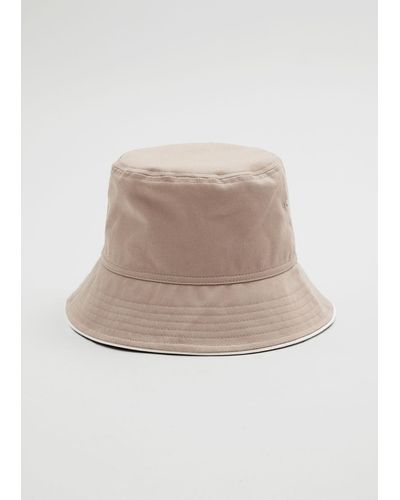 & Other Stories Topstitched Cotton Bucket Hat - Natural