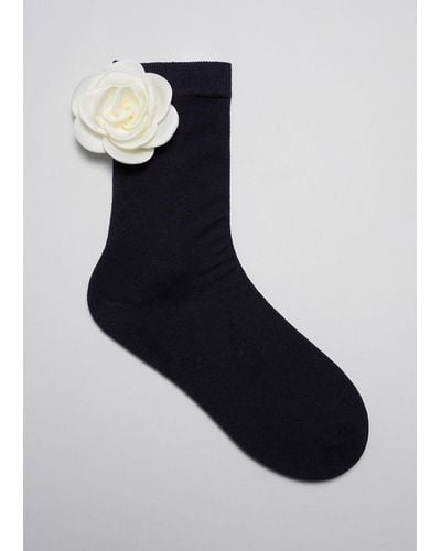 & Other Stories Rose Appliqué Socks - Black