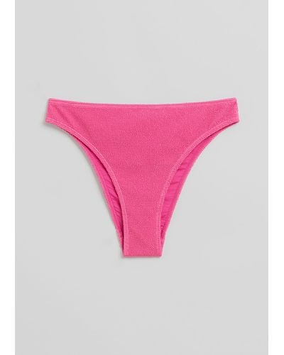 & Other Stories Crinkled Bikini Bottoms - Pink