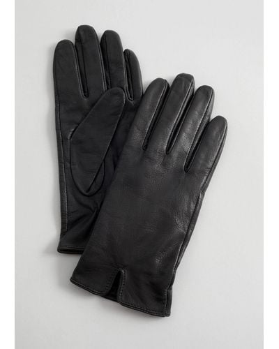& Other Stories Leather Gloves - Black