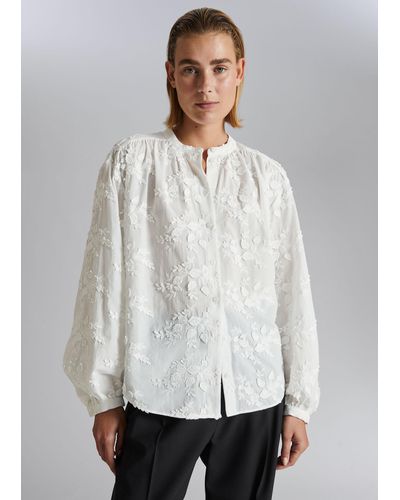 & Other Stories Blouse ample à col montant - Blanc
