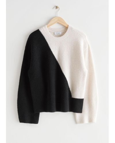 & Other Stories Two-tone Knit Sweater - Black