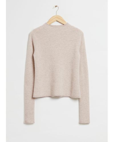 & Other Stories Exaggerated Long-sleeved Cashmere Sweater - Natural
