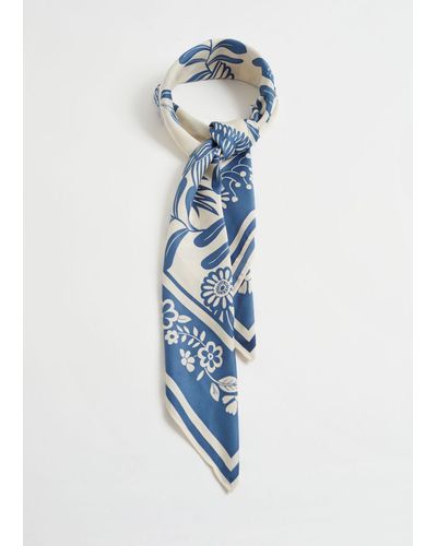 & Other Stories Birdie Square Scarf - Blue