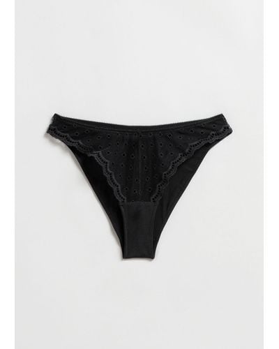 & Other Stories Embroidered Lace Briefs - Black