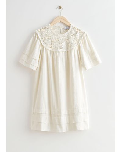 & Other Stories Crochet Collar Mini Dress - White