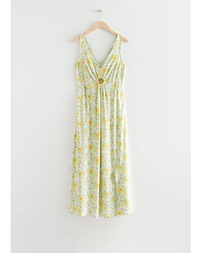 & Other Stories Printed Sleeveless Maxi Dress - Green