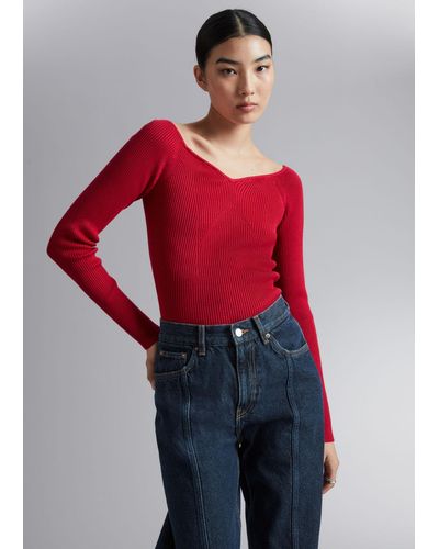 & Other Stories Slim Off-shoulder Top - Red