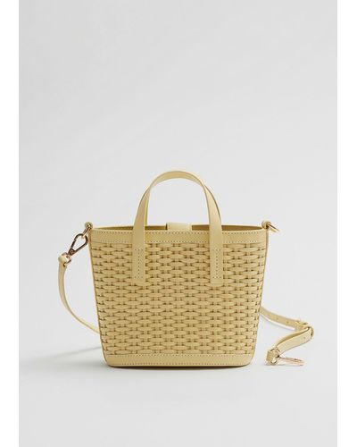 & Other Stories Braided Leather Bucket Bag - Natural