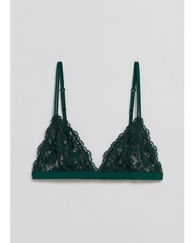 & Other Stories Scalloped Lace Soft Bra - Green
