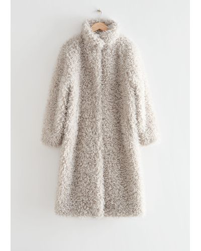 & Other Stories Faux Shearling Coat - Natural