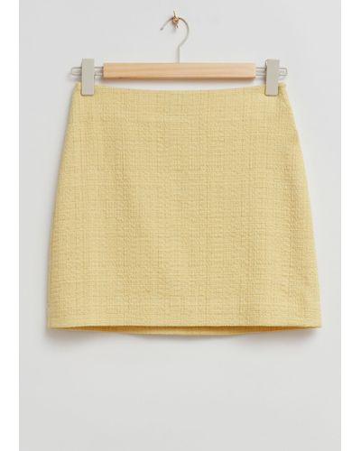 & Other Stories High Waist Tweed Mini Skirt - Natural
