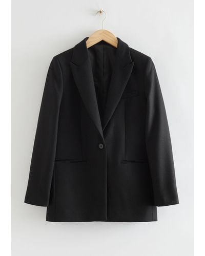 & Other Stories Single Breasted Wool Blazer - Black