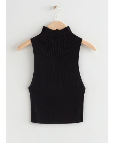 & Other Stories Sleeveless Knit Crop Top - Black