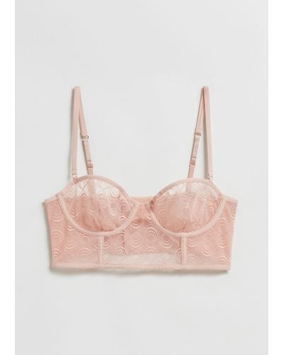 & Other Stories Lace Bustier Bra - Pink