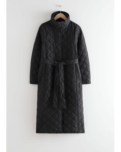 & Other Stories Belted Quilted Coat - Black