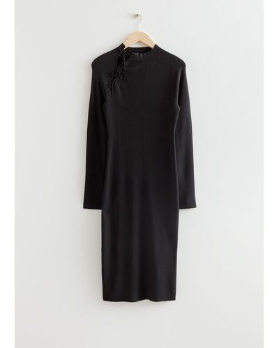 & Other Stories Cut-out Knit Midi Dress - Black
