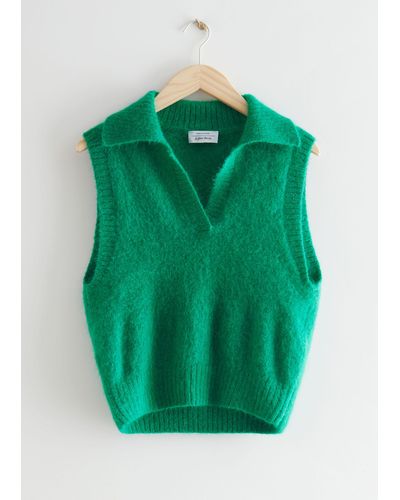 & Other Stories Polo Knit Vest - Green