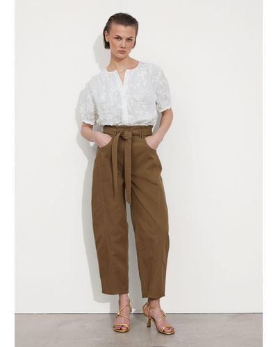 & Other Stories Paperbag Waist Pants - Natural