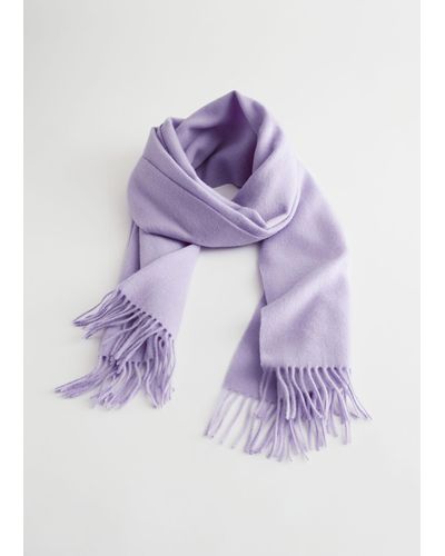 & Other Stories Wool Fringed Blanket Scarf - Purple
