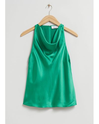 & Other Stories Draped Front Top - Green